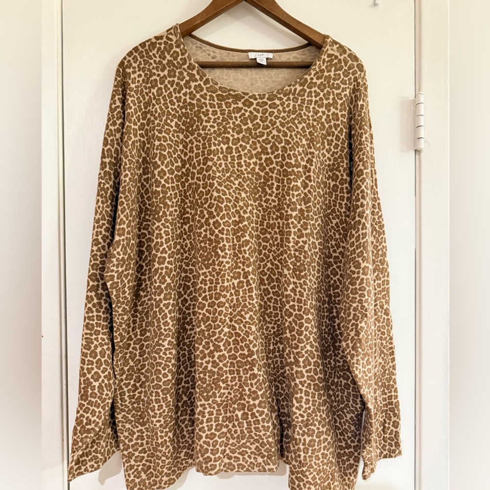 J. Jill Brown Leopard Print Long Sleeve Top